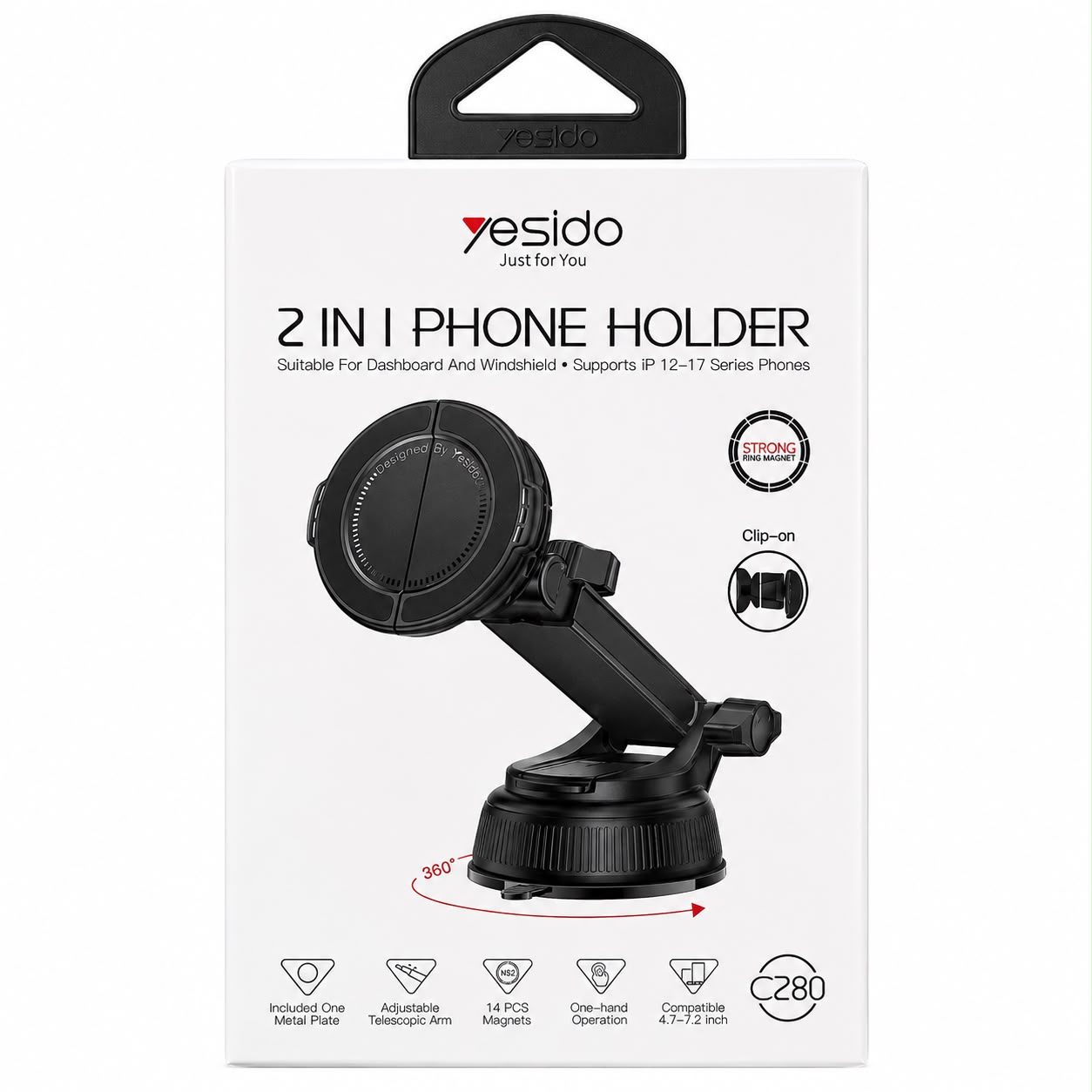  מעמד מגנטי לרכב Yesido C280 – ‏2 ב־1