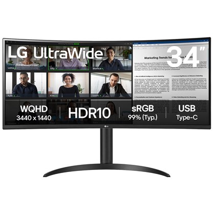 LG Electronics LG 34'' Curved UltraWide WQHD HDR10 100Hz Type-C Curved Monitor with USB Type-C 34 in 3440 x 1440 pixels W-LED |100 Hz