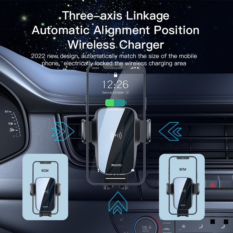 Yesido מעמד לרכב 15W wireless charging (C186)