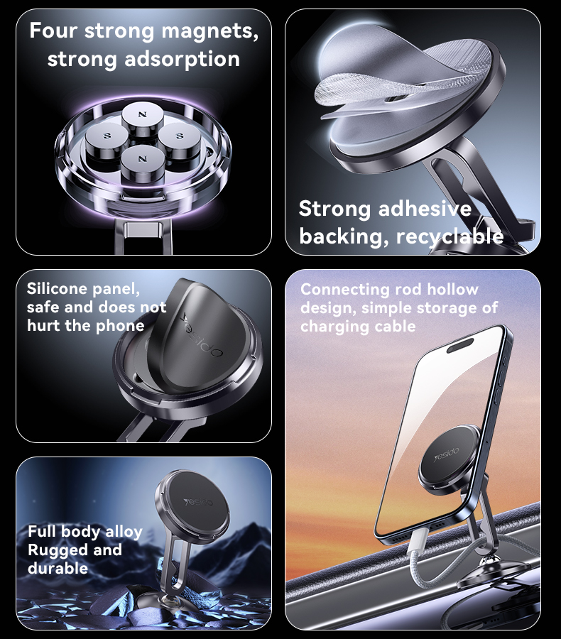 Yesido מעמד לרכב Double ball magnetic car holder (C210)