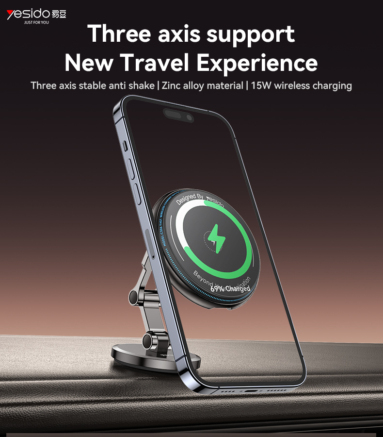 Yesido מעמד לרכב 15W wireless charger car holder (C306)