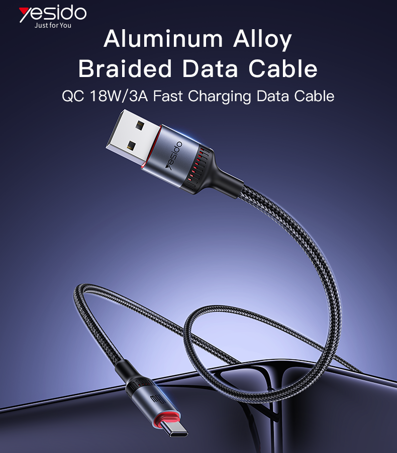 Yesido כבל USB-C 18W Aluminum Alloy Data Cable
 1.2M (CA129C)