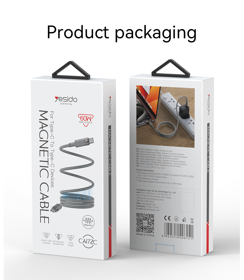 Yesido כבל PD C-C Magnetic absorption data cable
1M (CA172C)