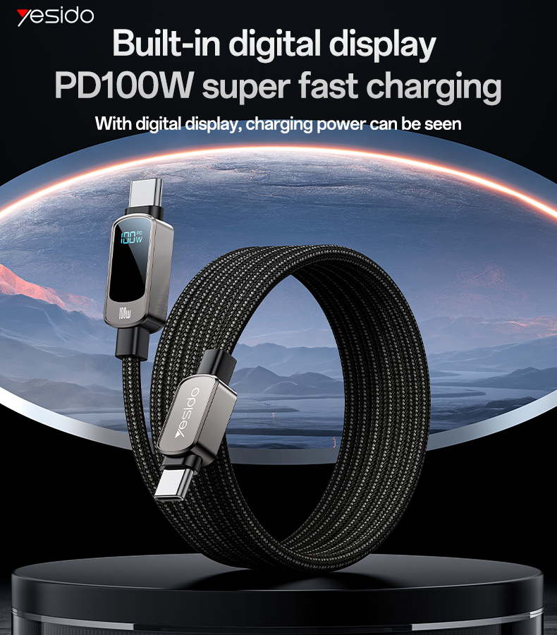 Yesido כבל C-C 100W  LED display  data cable (CA179)
