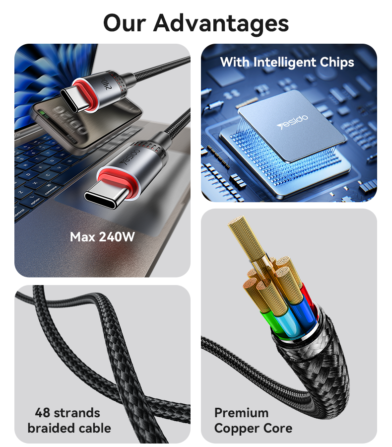 Yesido כבל C-C 240W Data cable
1.2M (CA185)