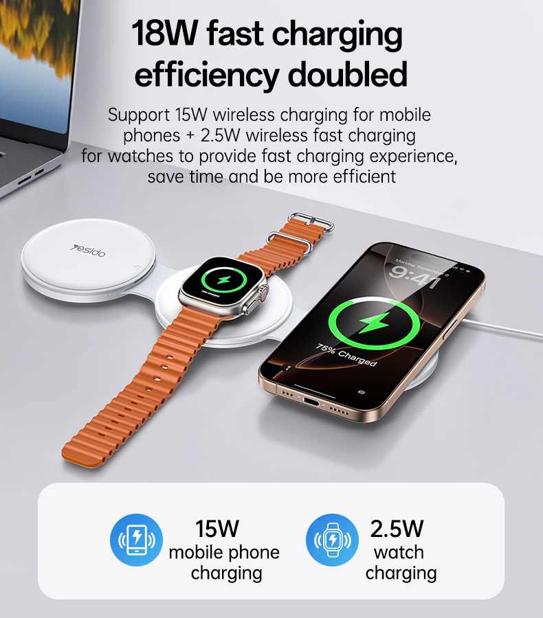Yesido מטען אלחוטי 5-in-1 foldable wireless charger (DS29)