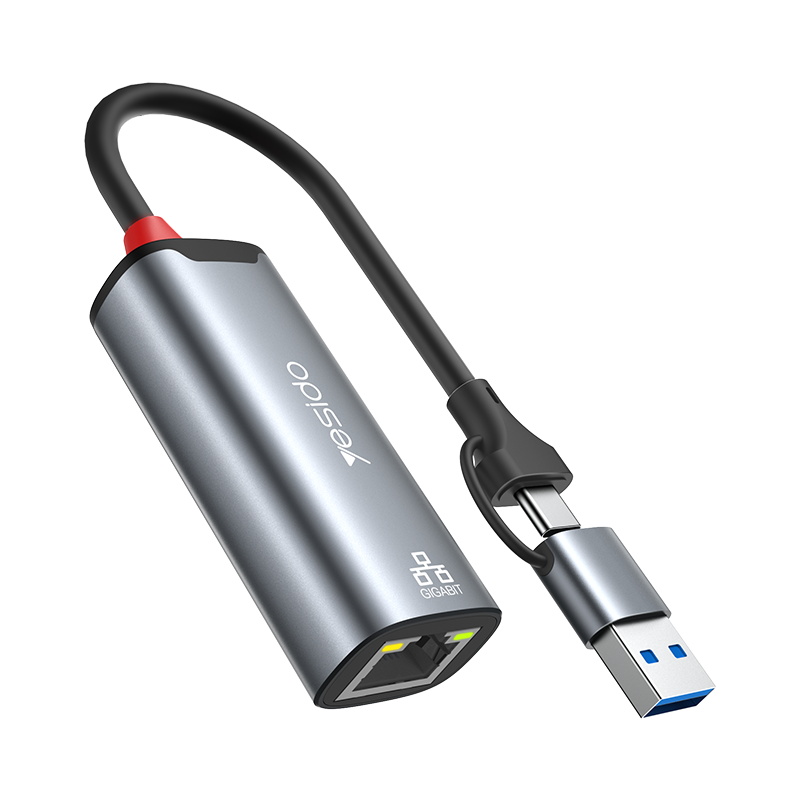 Yesido מפצל USB 2 in 1 to RJ 45 Adapter (HB26)