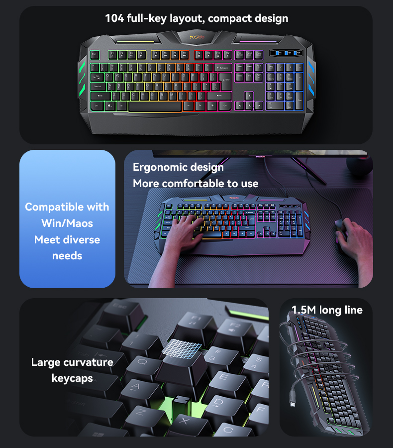 Yesido מקלדת ועכבר Game wired keyboard (KB21)