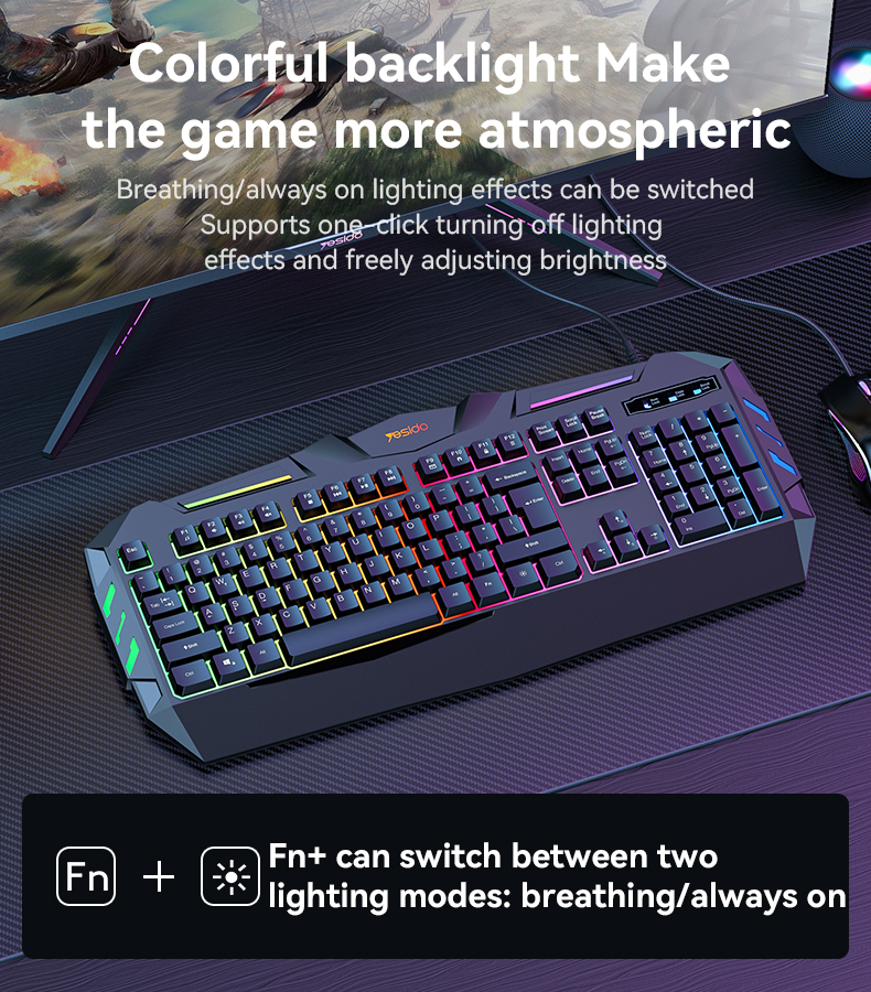 Yesido מקלדת ועכבר Game wired keyboard (KB21)