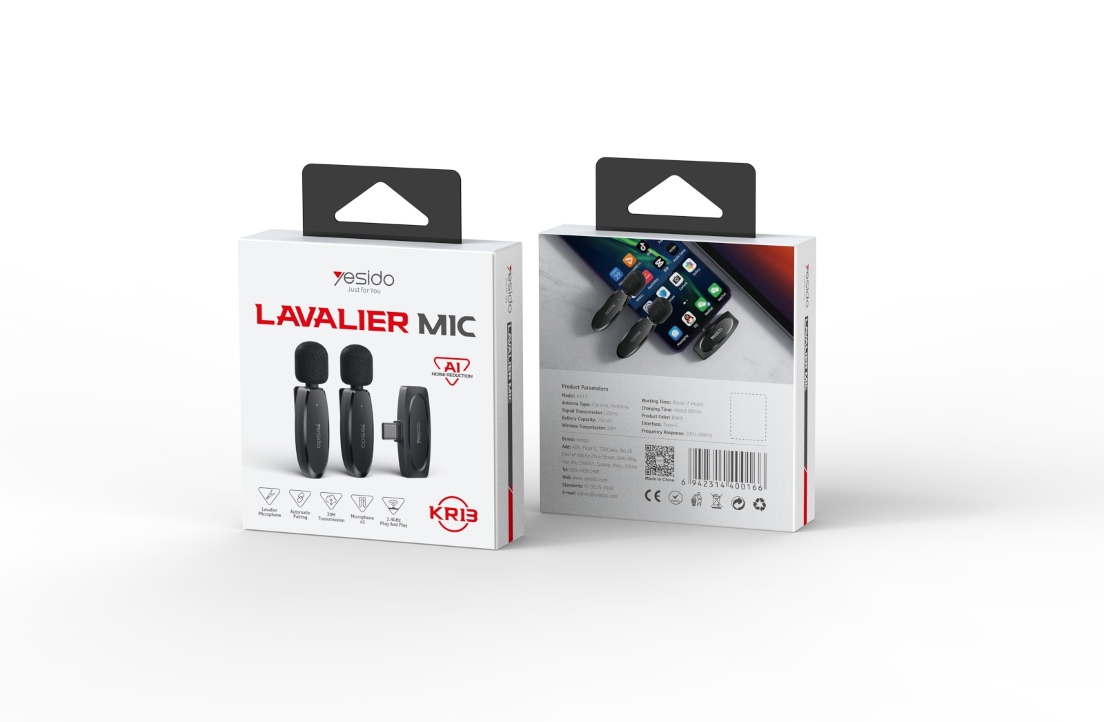 Yesido אביזר צילום Double Wireless Microphone (KR13)
