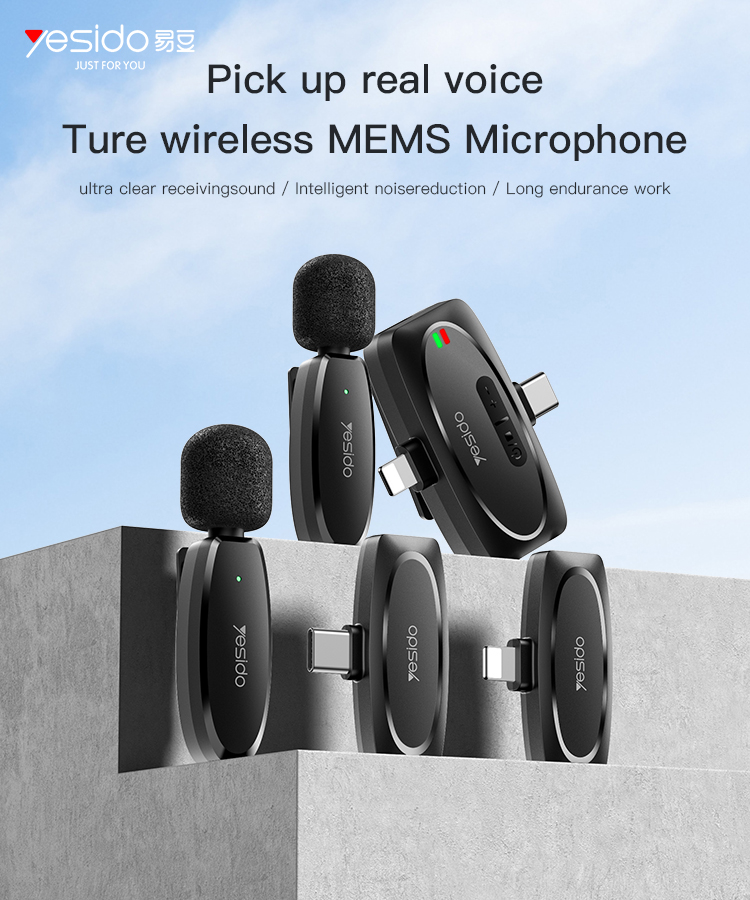 Yesido אביזר צילום 3 in 1 Design Double Wireless Microphones (KR15)