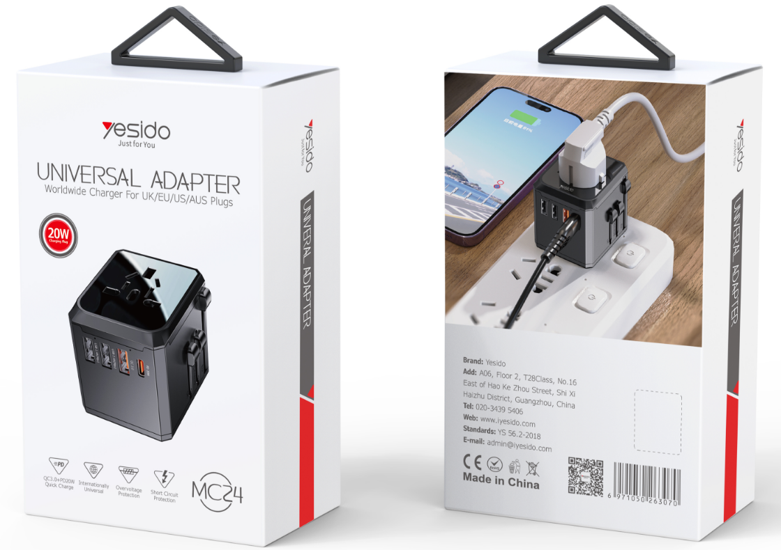 Yesido מטען לבית 4 USB & Universal Charger plug Adapter (MC24)