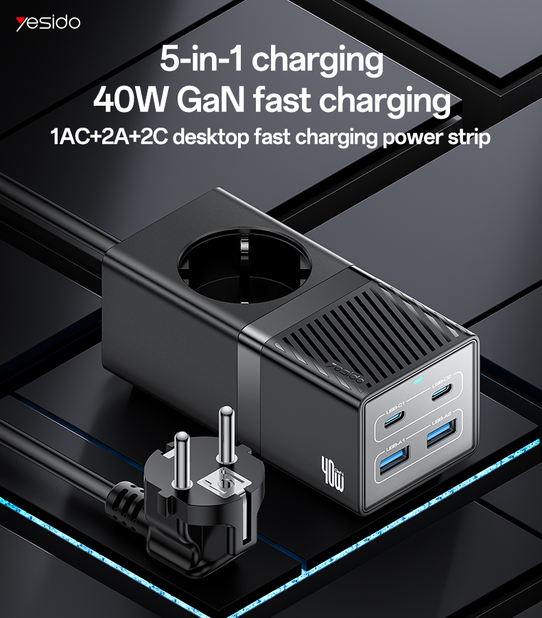 Yesido מטען לבית EU 40W Power Strip
1.5M (MC35)
