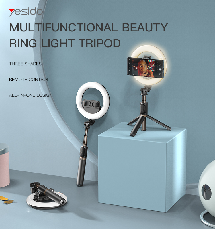 Yesido אביזר צילום 9 colors' adjustment
 wirless bluetooth flash
 light live selife stand (SF12)