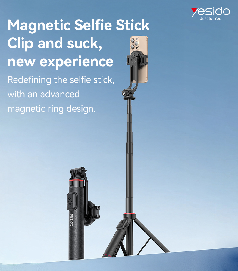 Yesido אביזר צילום Magnetic Double Clip 2 in 1 Selfie Stick Tripod (SF24)