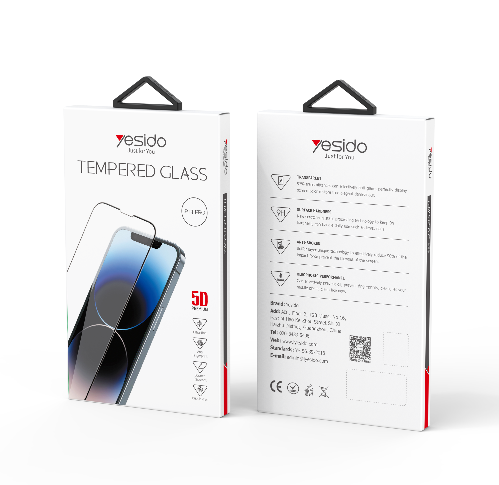 Yesido מגן מסך 5D HD silk screen glass film (TG12)