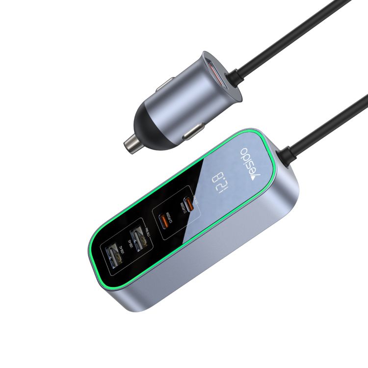 Yesido מטען לרכב 97W aluminum alloy +ABS rear seat expansion car charger (Y53)