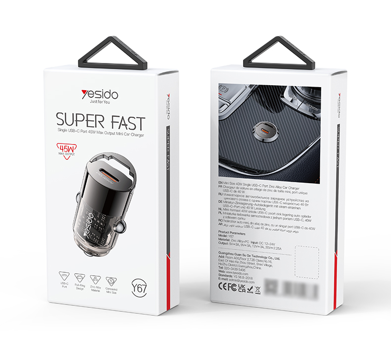 Yesido מטען לרכב Type C 45W Mini Car charger (Y67)