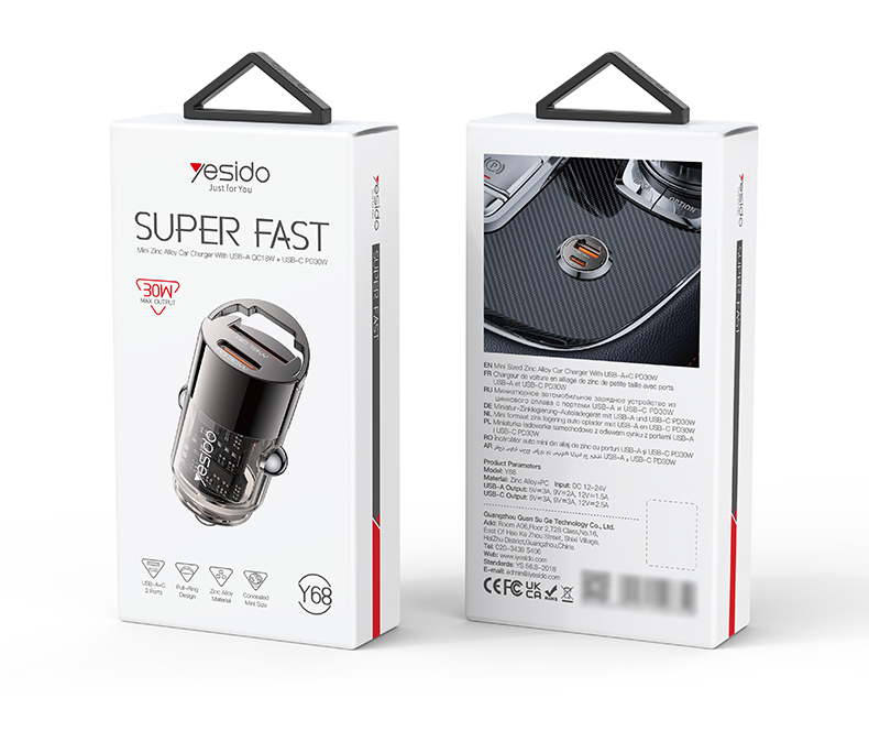 Yesido מטען לרכב A+C 30W Mini Car charger (Y68)