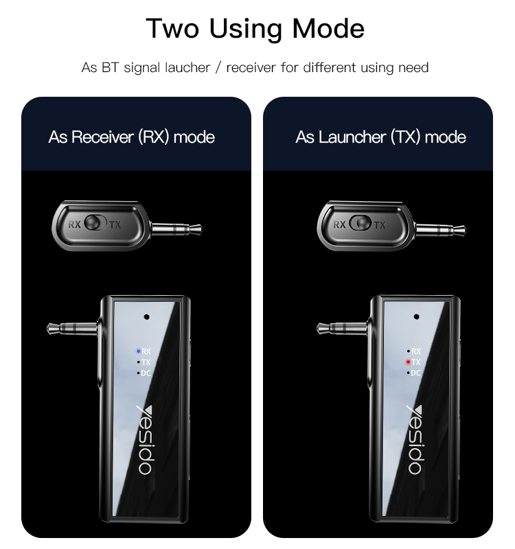 Yesido כבל AUX Bluetooth Launcher /Receiver two mode adapter (YAU41)