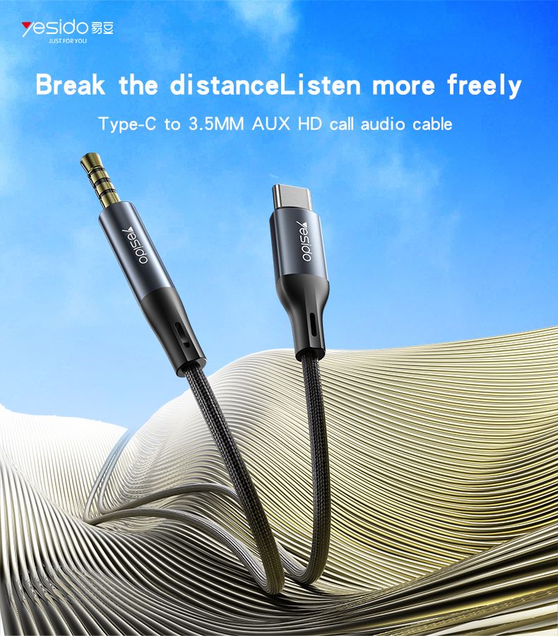 Yesido כבל AUX 3.5MM -TYPE-C audio  with calling (YAU42)