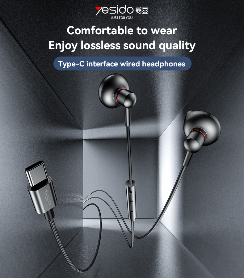 Yesido רמקול בלוטות Type-C Aluminum Alloy Earphone (YH49)