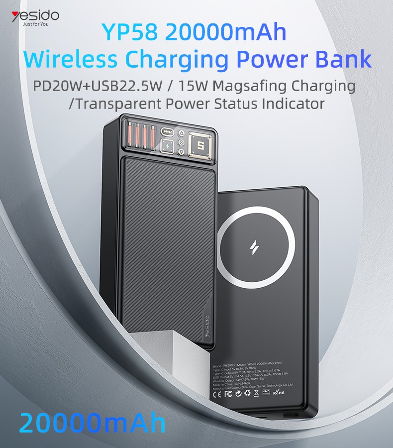 Yesido סוללת גיבוי Magnetic 20000mAh Power Bank (YP58)